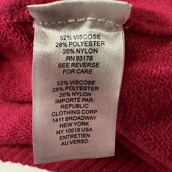 Tahari Pullover Sweater Fuchsia Pink HiLo Hem Long Sleeves Size Petite Small S/P - Picture 8 of 8